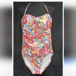 Lauren Ralph Lauren One Piece Swimsuit  Multicolor Paisley Padded Sz12